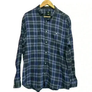 Calvin Klein blue plaid men’s button-down 100% cotton shirt size large